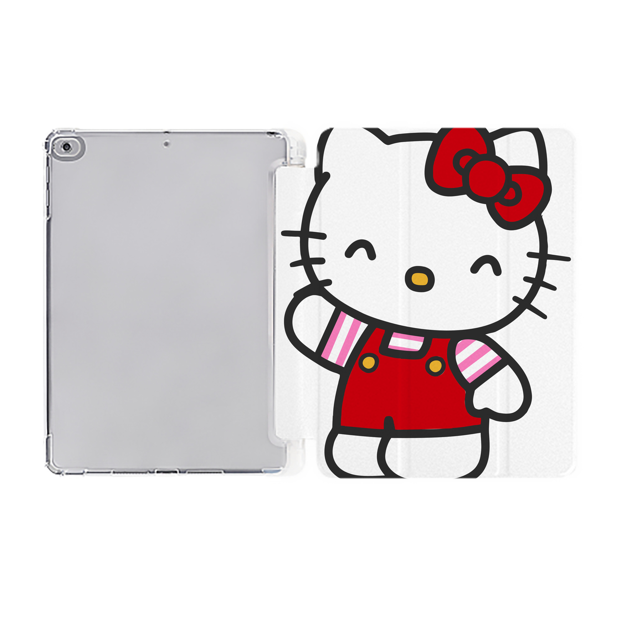 （画像用） Hello Kitty ハローキティ IPad ケース ペン収納付き 三つ折りスタンド PUレザー×シリコン 対応機種9.5/10.5/10.9インチ